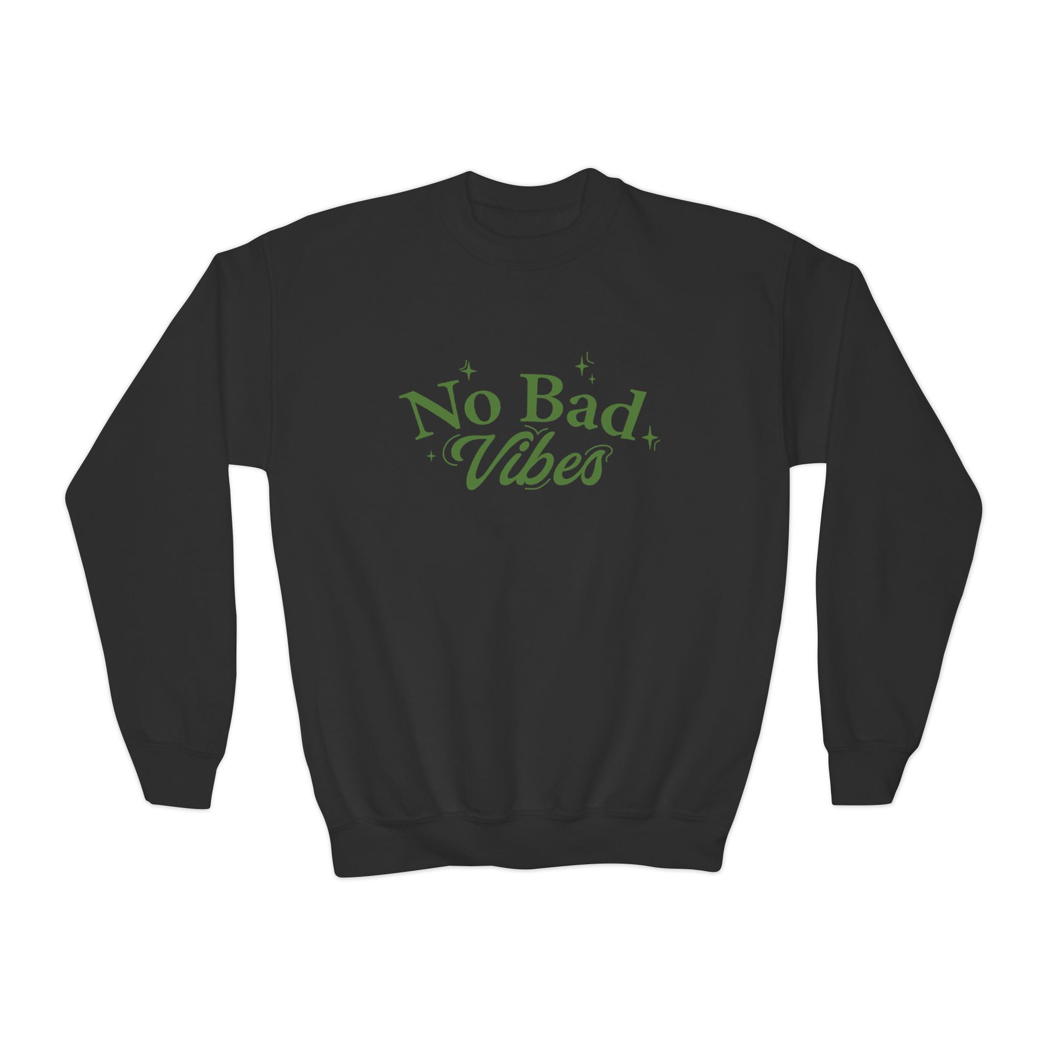 No Bad Vibes Youth Crewneck Sweatshirt - Chill Style, Trendy Gift, Perfect for Teens, Casual Wear, Birthday Present