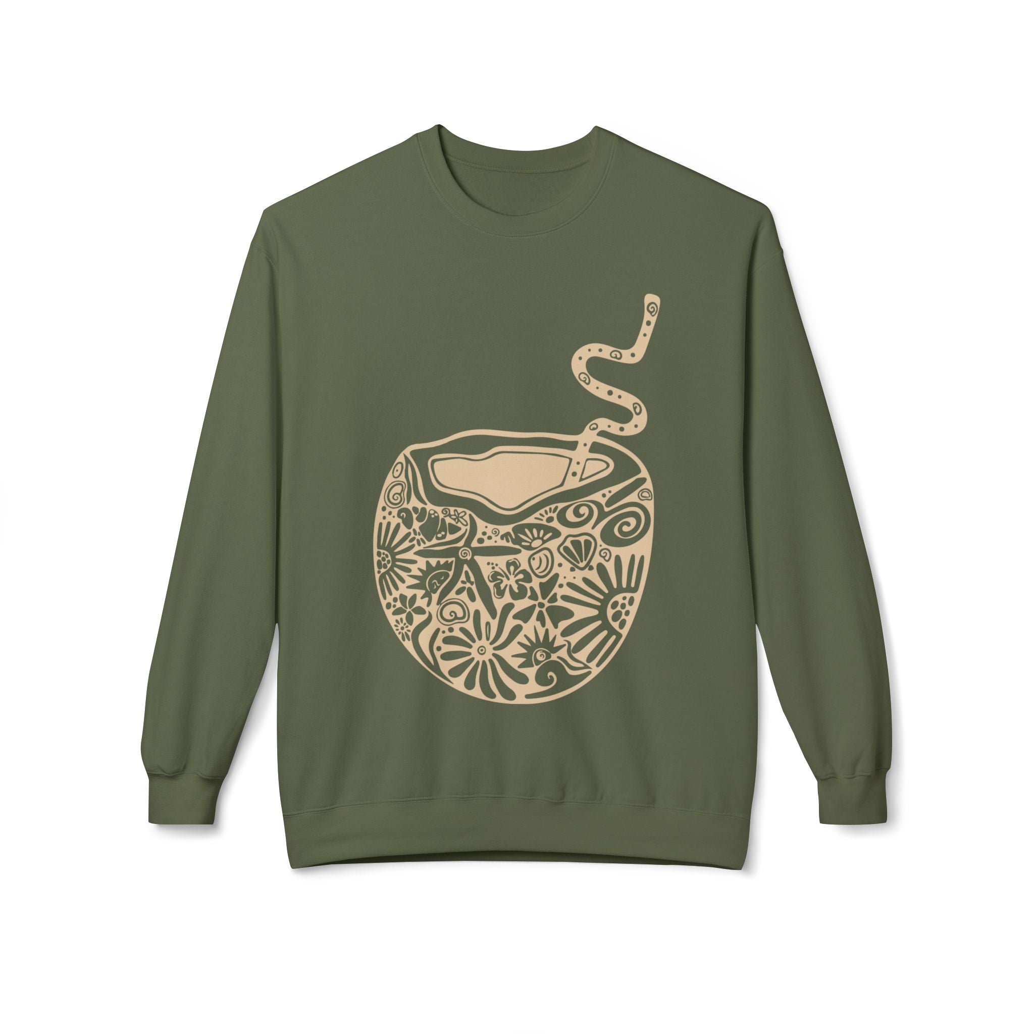 Cozy Coconut Fleece Sweatshirt - Perfect for Relaxation, Casual Wear, Beach Vibes, Gifts, Summer Days