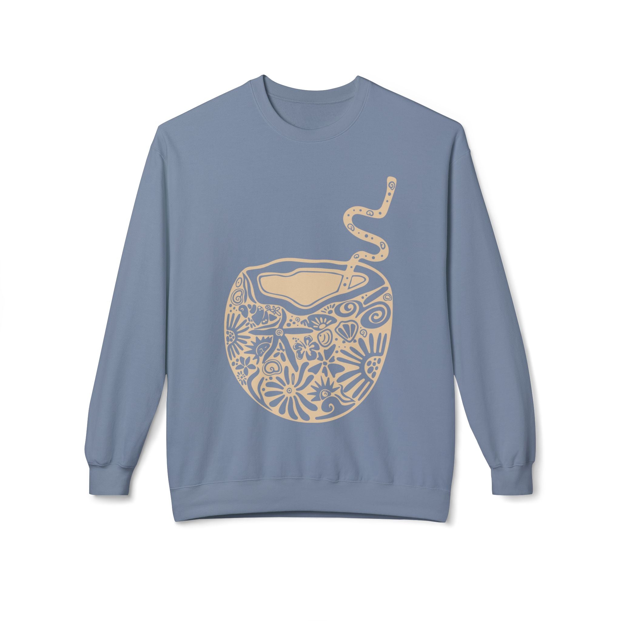 Cozy Coconut Fleece Sweatshirt - Perfect for Relaxation, Casual Wear, Beach Vibes, Gifts, Summer Days