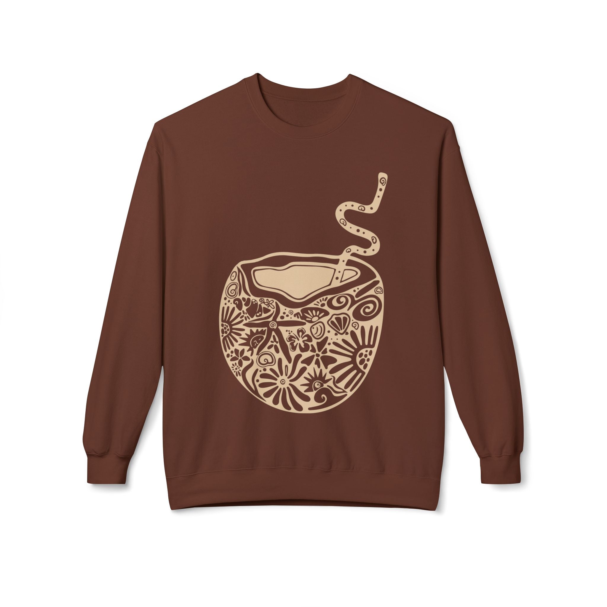 Cozy Coconut Fleece Sweatshirt - Perfect for Relaxation, Casual Wear, Beach Vibes, Gifts, Summer Days