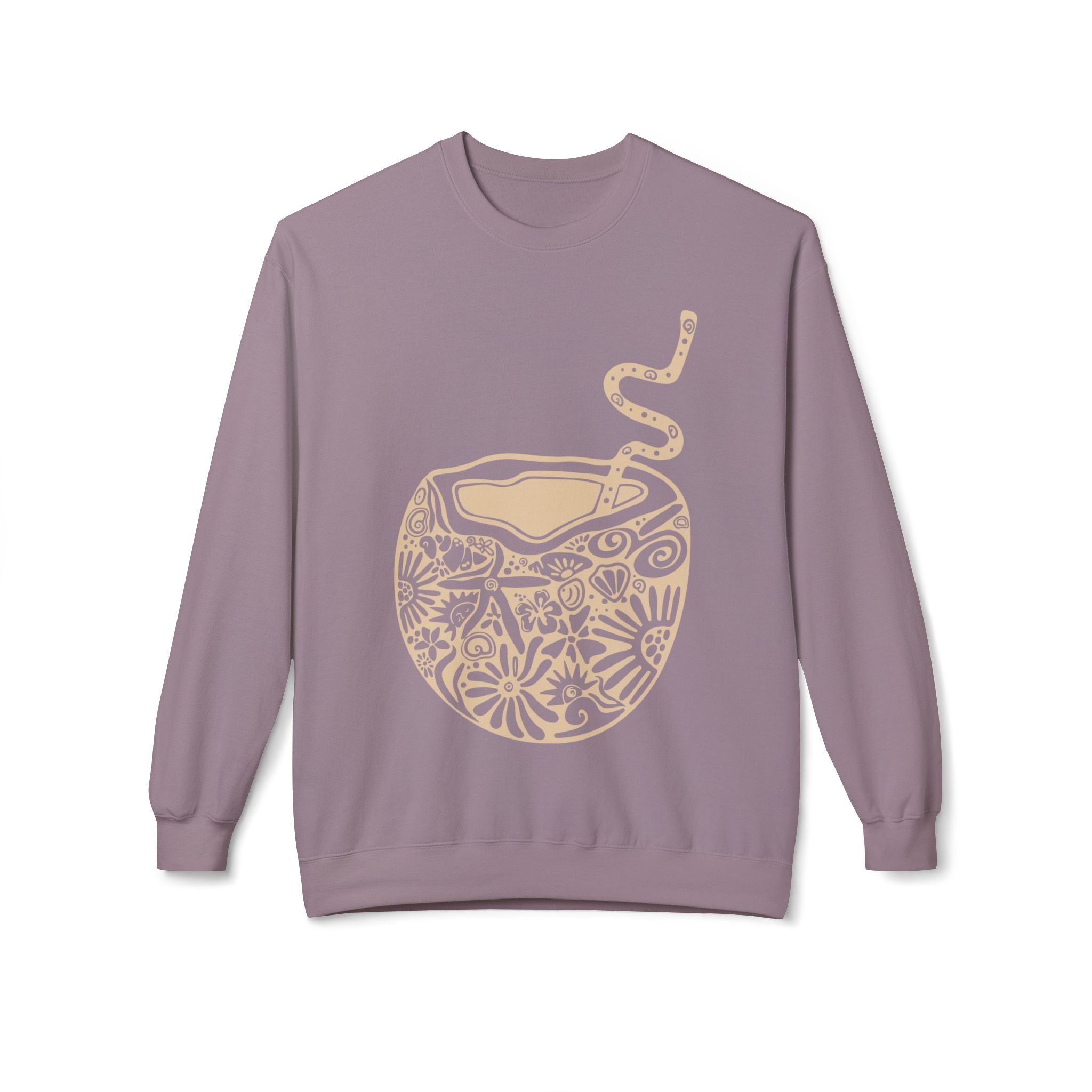 Cozy Coconut Fleece Sweatshirt - Perfect for Relaxation, Casual Wear, Beach Vibes, Gifts, Summer Days