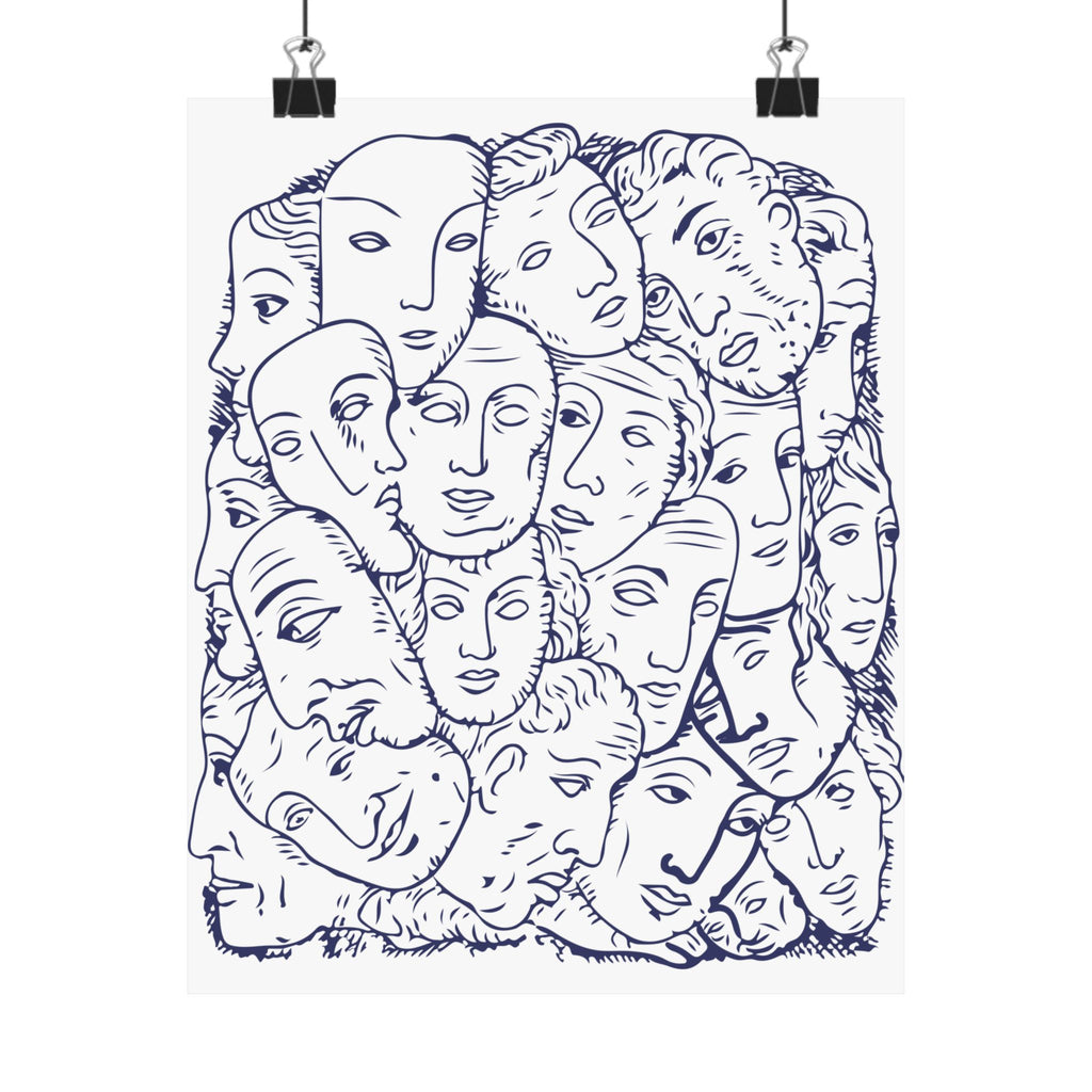 Artistic Matte Vertical Posters: Abstract Faces, Modern Home Decor, Unique Wall Art, Gift Idea, Contemporary Style