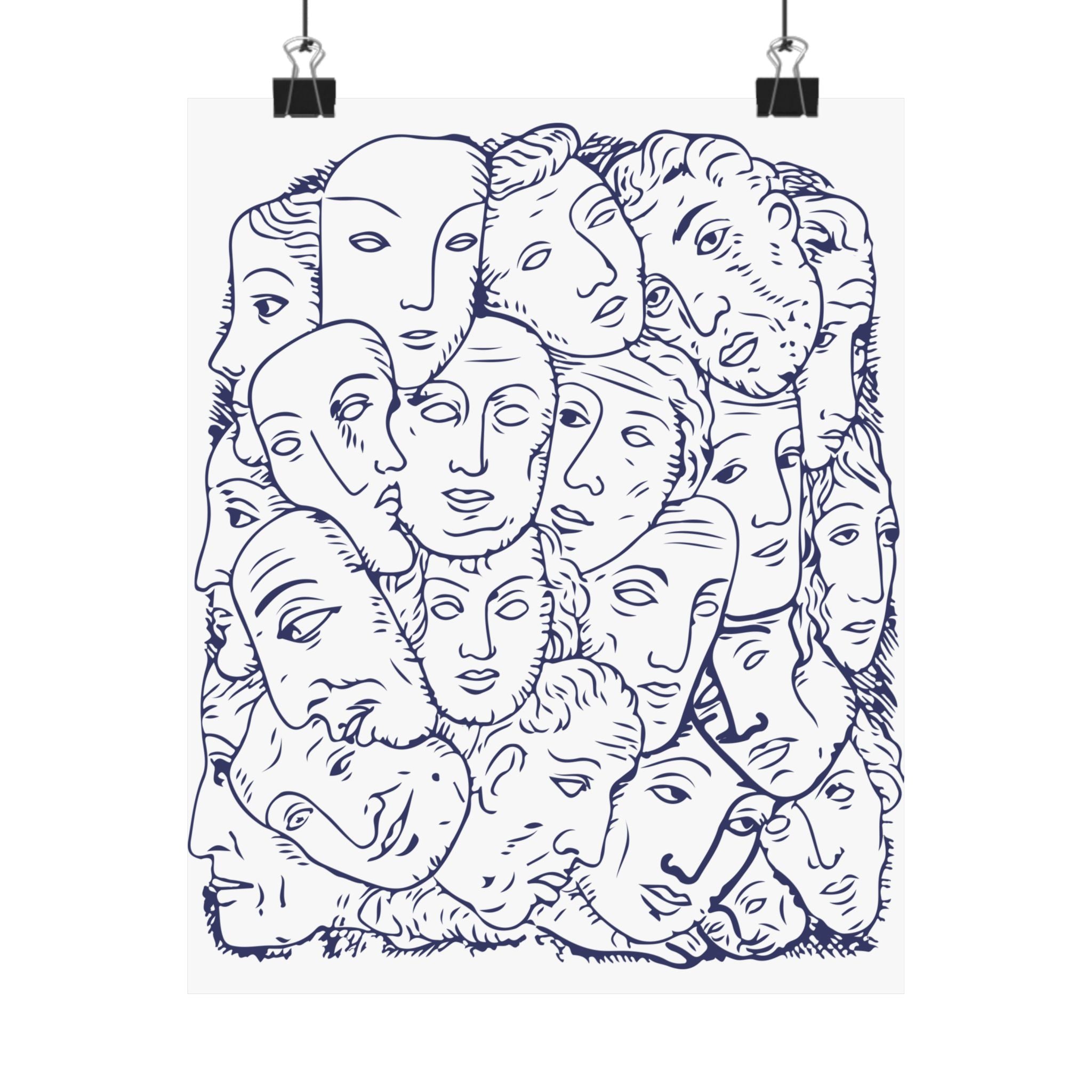 Artistic Matte Vertical Posters: Abstract Faces, Modern Home Decor, Unique Wall Art, Gift Idea, Contemporary Style