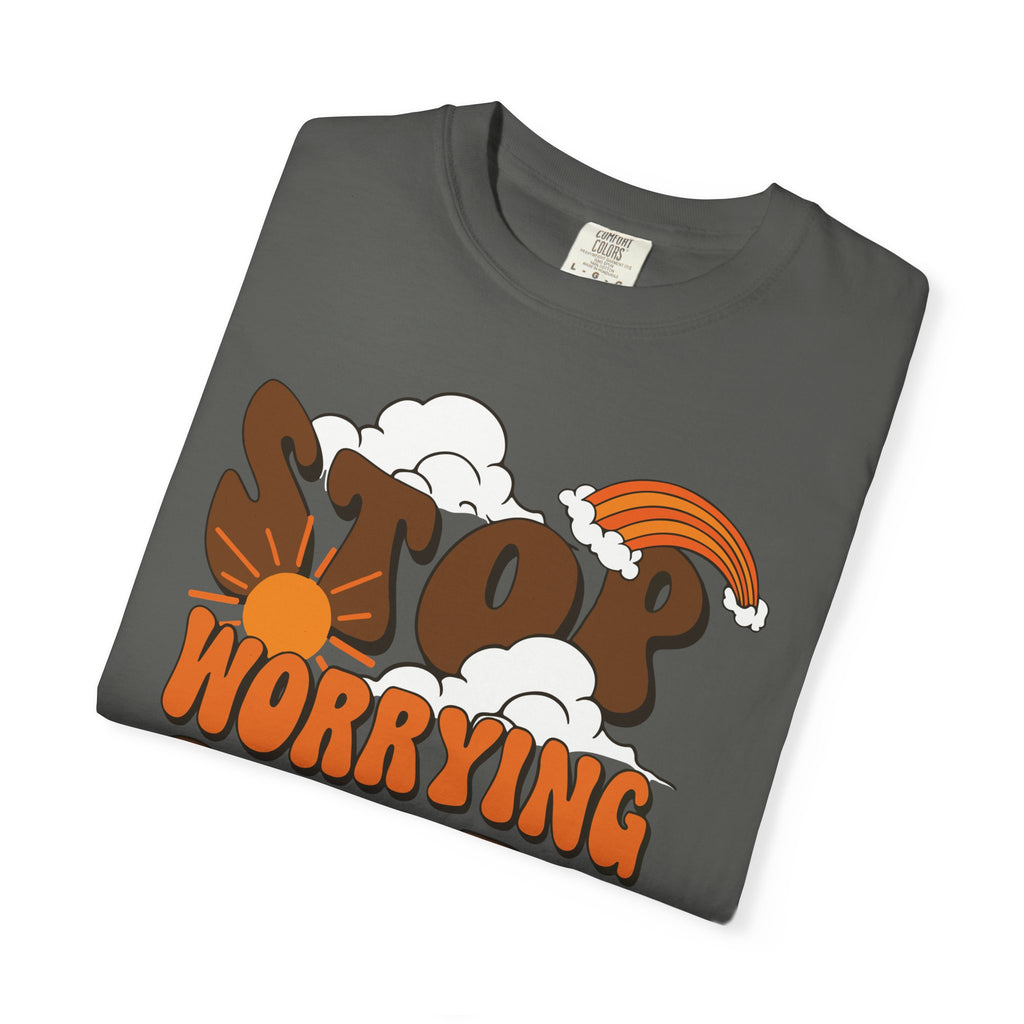 Cool Motivational Unisex T-Shirt, Stop Worrying Start Living Tee, Casual Wear, Gift for Friends, Positive Vibes Clothing