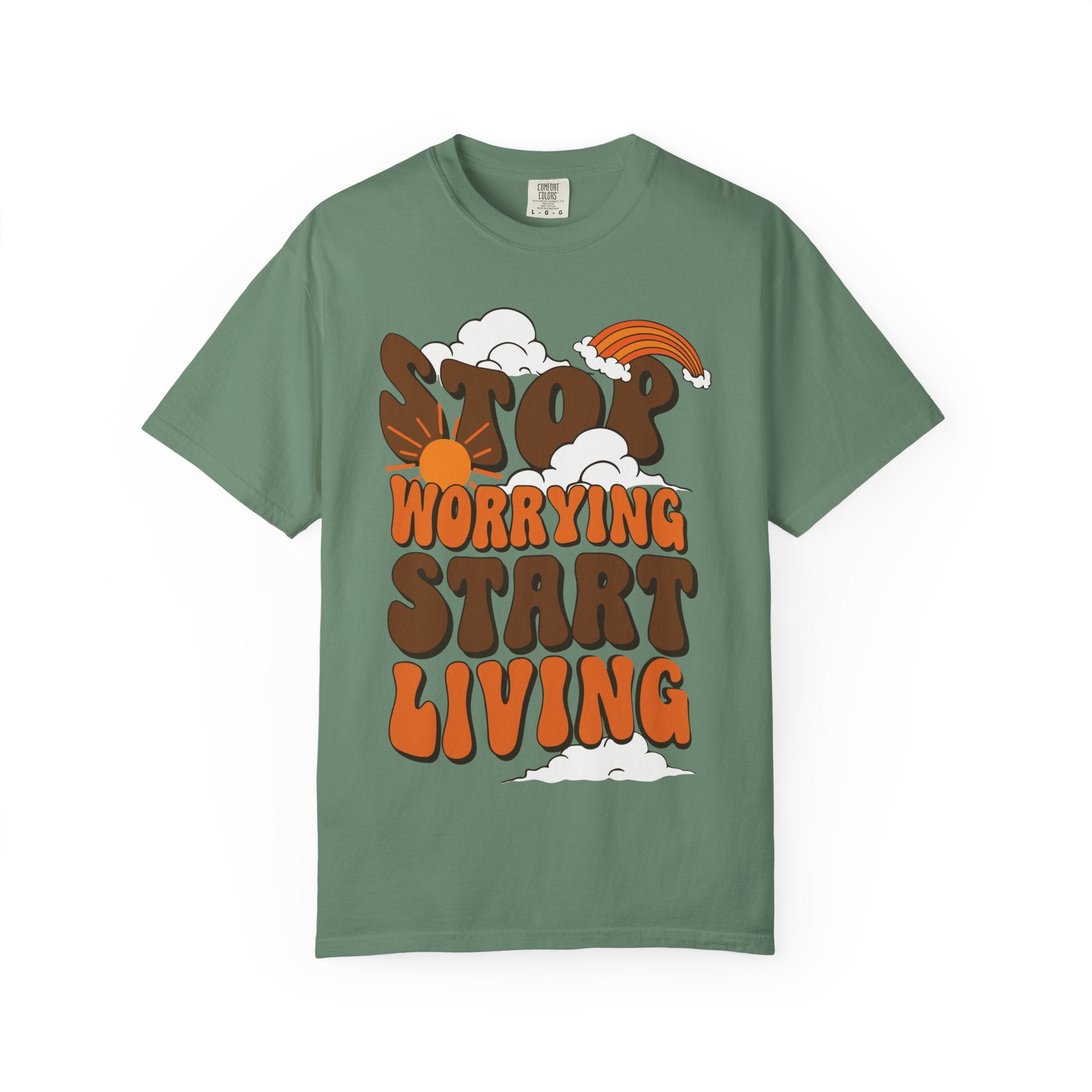 Cool Motivational Unisex T-Shirt, Stop Worrying Start Living Tee, Casual Wear, Gift for Friends, Positive Vibes Clothing