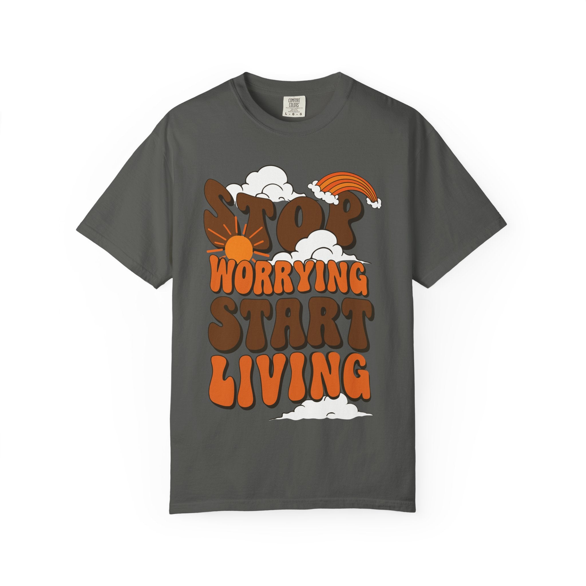 Cool Motivational Unisex T-Shirt, Stop Worrying Start Living Tee, Casual Wear, Gift for Friends, Positive Vibes Clothing