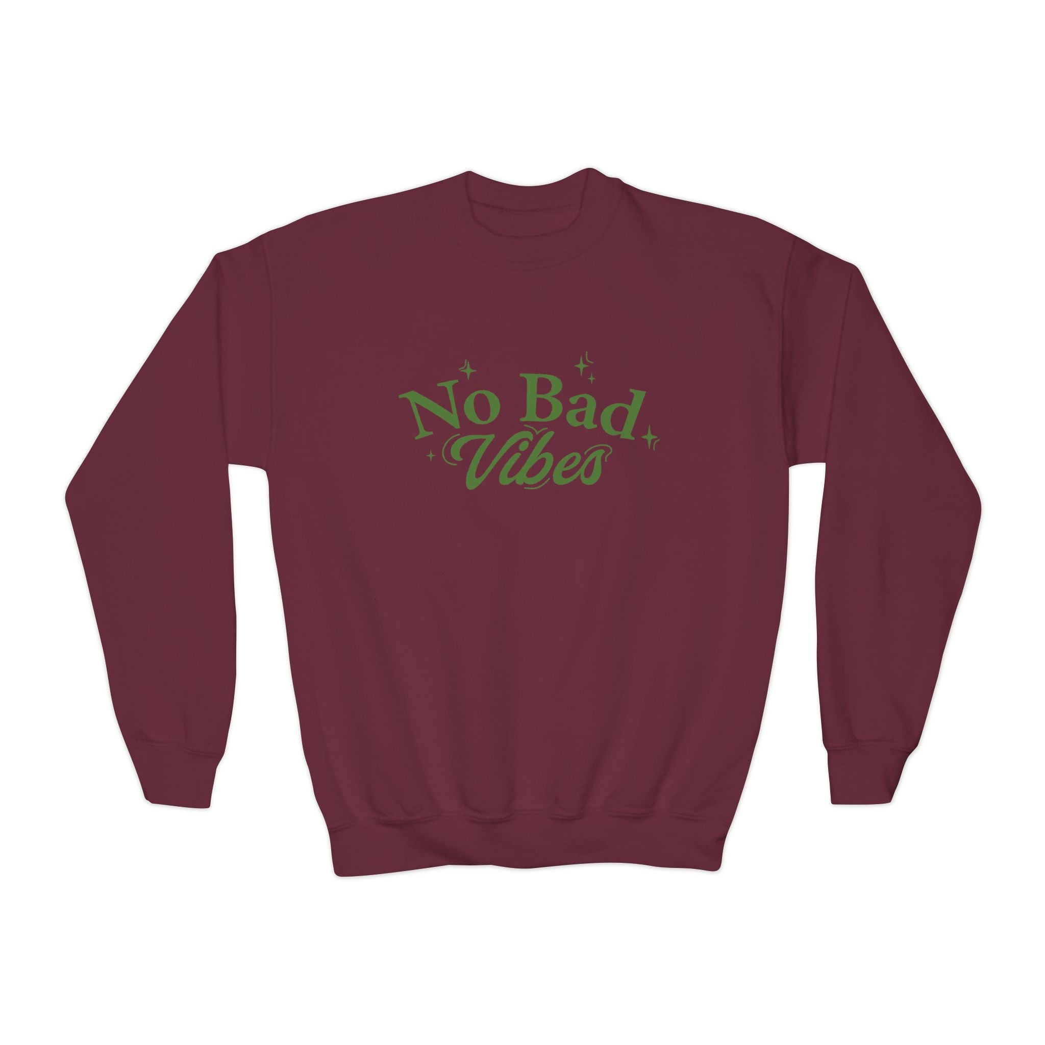 No Bad Vibes Youth Crewneck Sweatshirt - Chill Style, Trendy Gift, Perfect for Teens, Casual Wear, Birthday Present