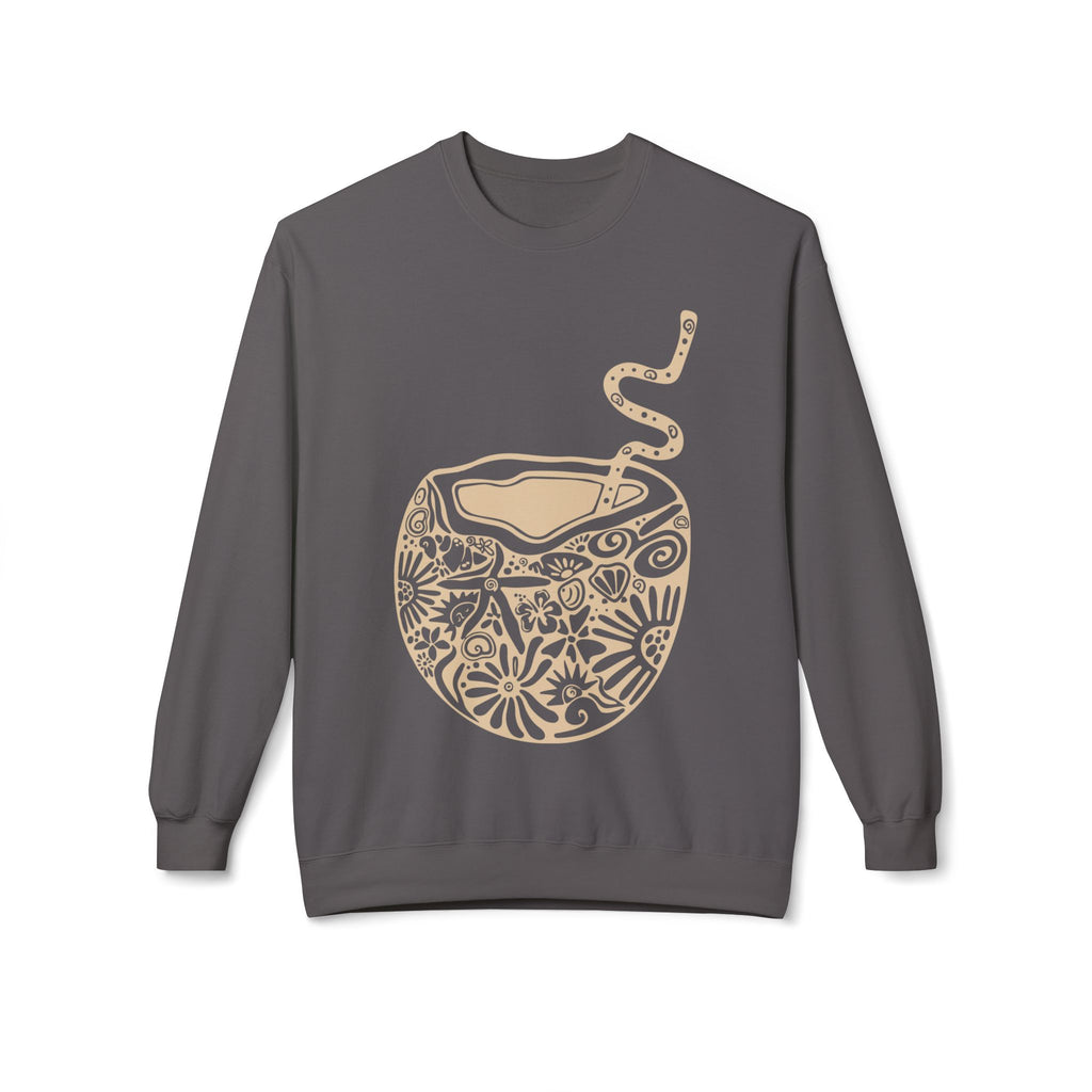 Cozy Coconut Fleece Sweatshirt - Perfect for Relaxation, Casual Wear, Beach Vibes, Gifts, Summer Days