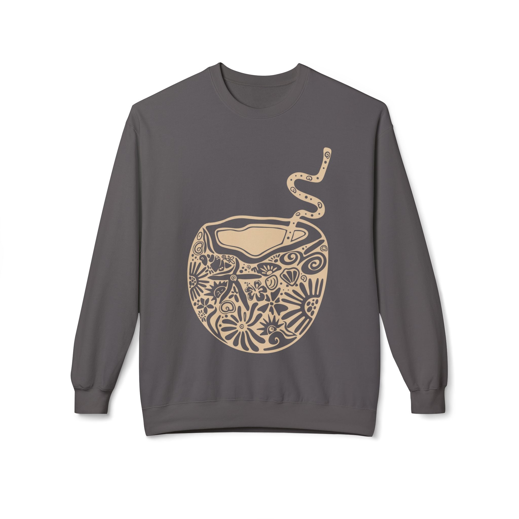 Cozy Coconut Fleece Sweatshirt - Perfect for Relaxation, Casual Wear, Beach Vibes, Gifts, Summer Days