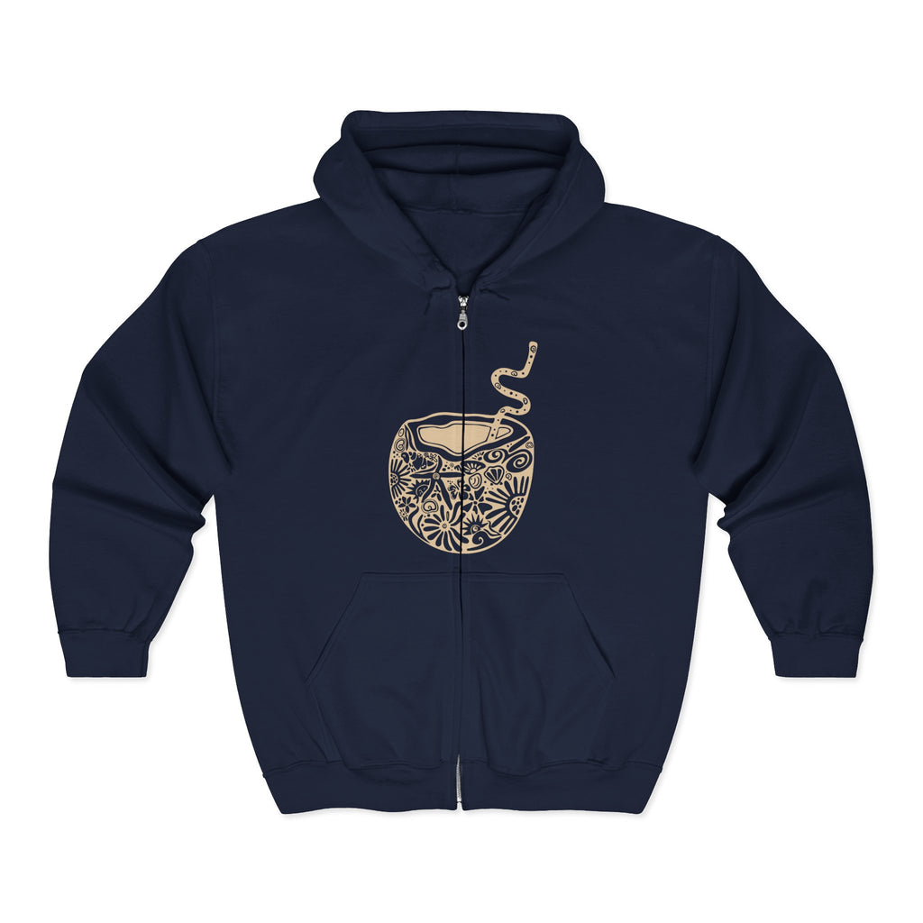 Tropical Cocktail Zip Hoodie - Perfect for Beach Days, Summer Parties, Relaxation, Gift for Friends, Vacation Wear