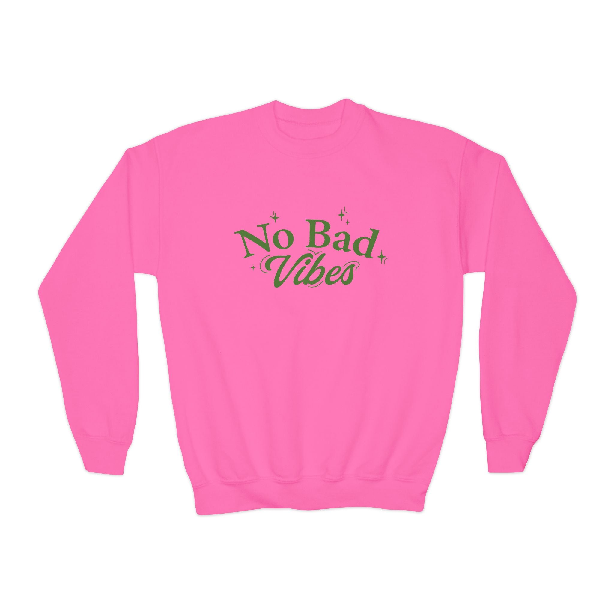 No Bad Vibes Youth Crewneck Sweatshirt - Chill Style, Trendy Gift, Perfect for Teens, Casual Wear, Birthday Present