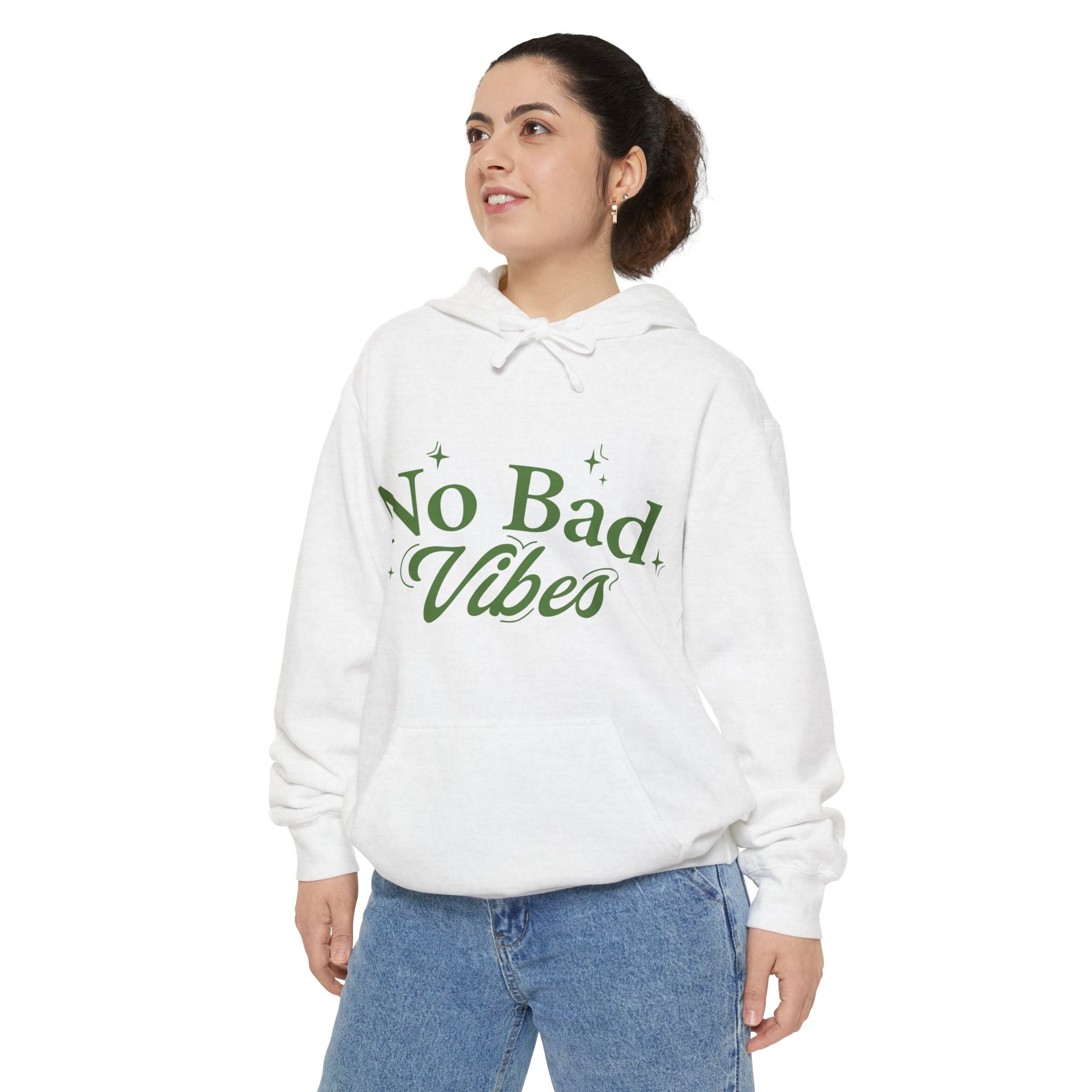 Unisex Motivational Hoodie - No Bad Vibes, Cozy Sweater, Positive Attitude Apparel, Gift for Friends, Casual Wear, Fall Fashion