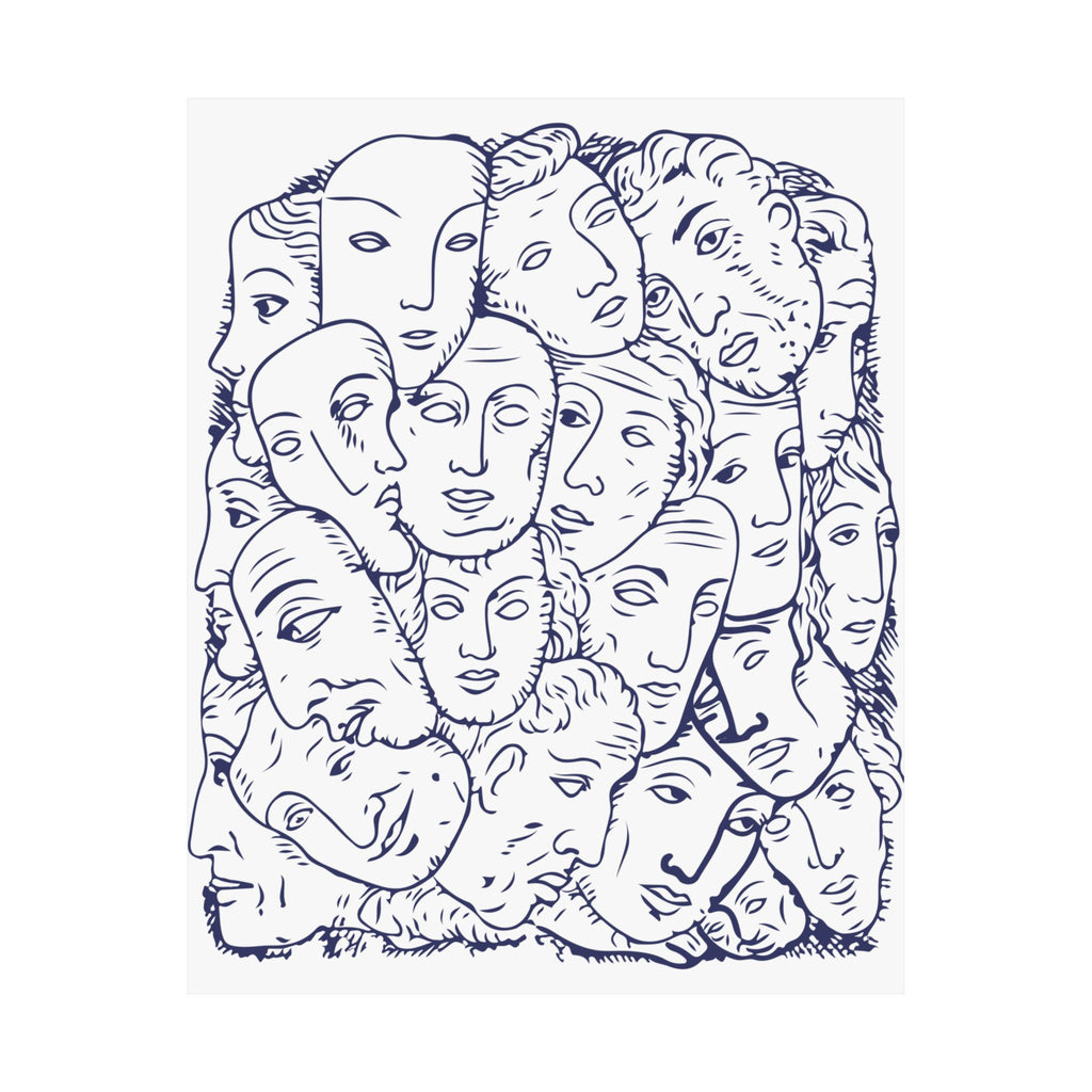 Artistic Matte Vertical Posters: Abstract Faces, Modern Home Decor, Unique Wall Art, Gift Idea, Contemporary Style