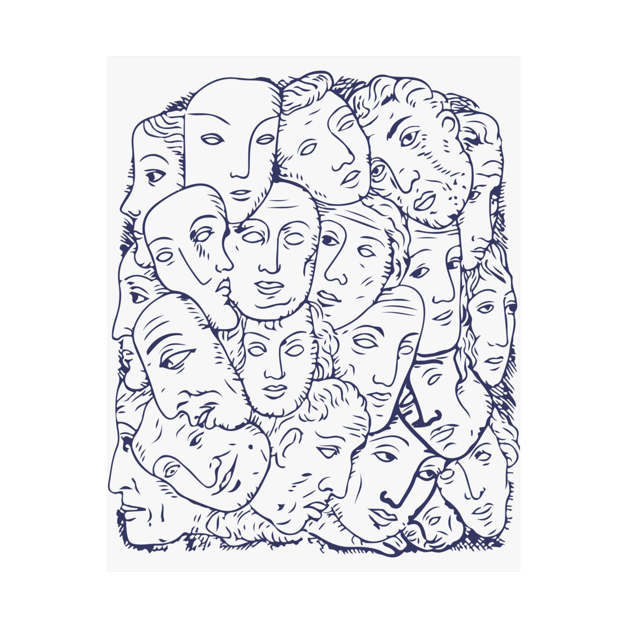 Artistic Matte Vertical Posters: Abstract Faces, Modern Home Decor, Unique Wall Art, Gift Idea, Contemporary Style