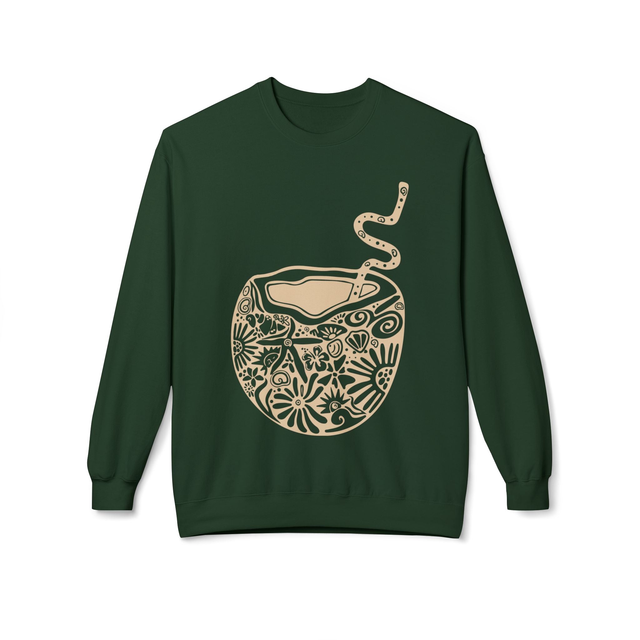 Cozy Coconut Fleece Sweatshirt - Perfect for Relaxation, Casual Wear, Beach Vibes, Gifts, Summer Days