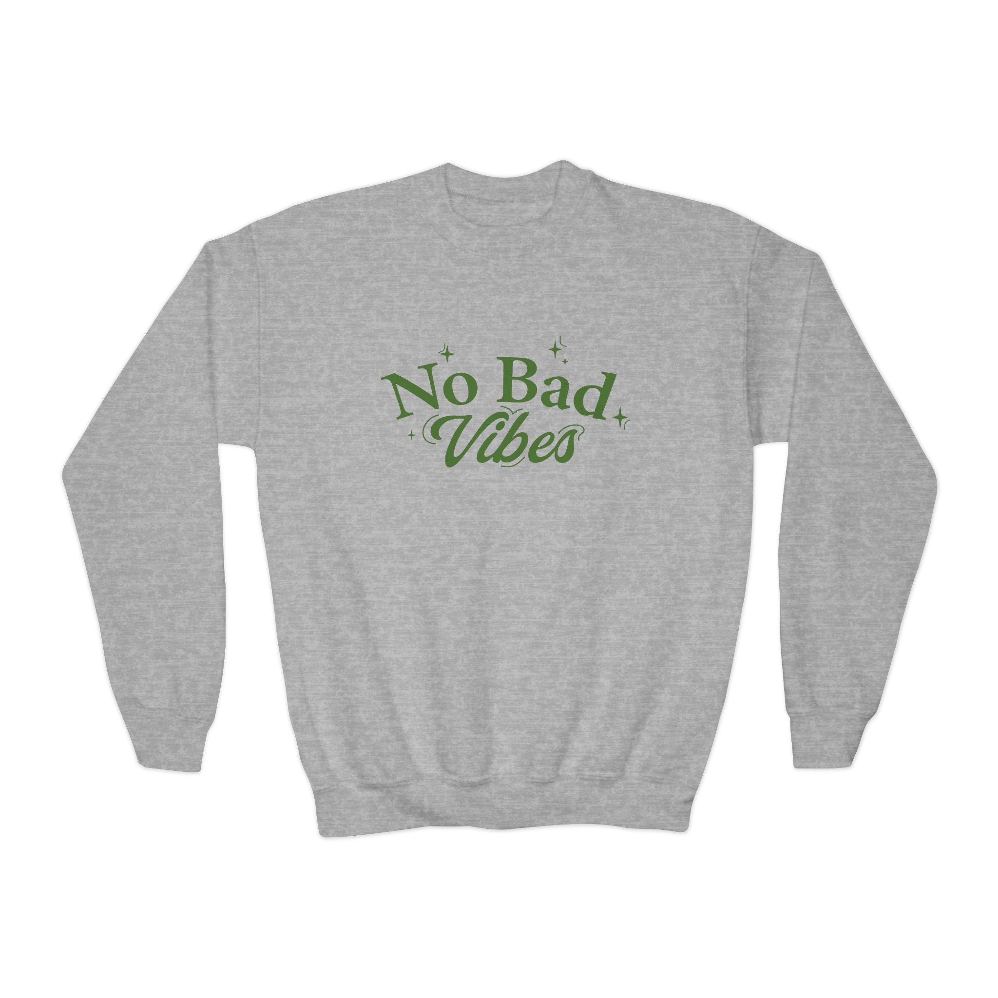 No Bad Vibes Youth Crewneck Sweatshirt - Chill Style, Trendy Gift, Perfect for Teens, Casual Wear, Birthday Present