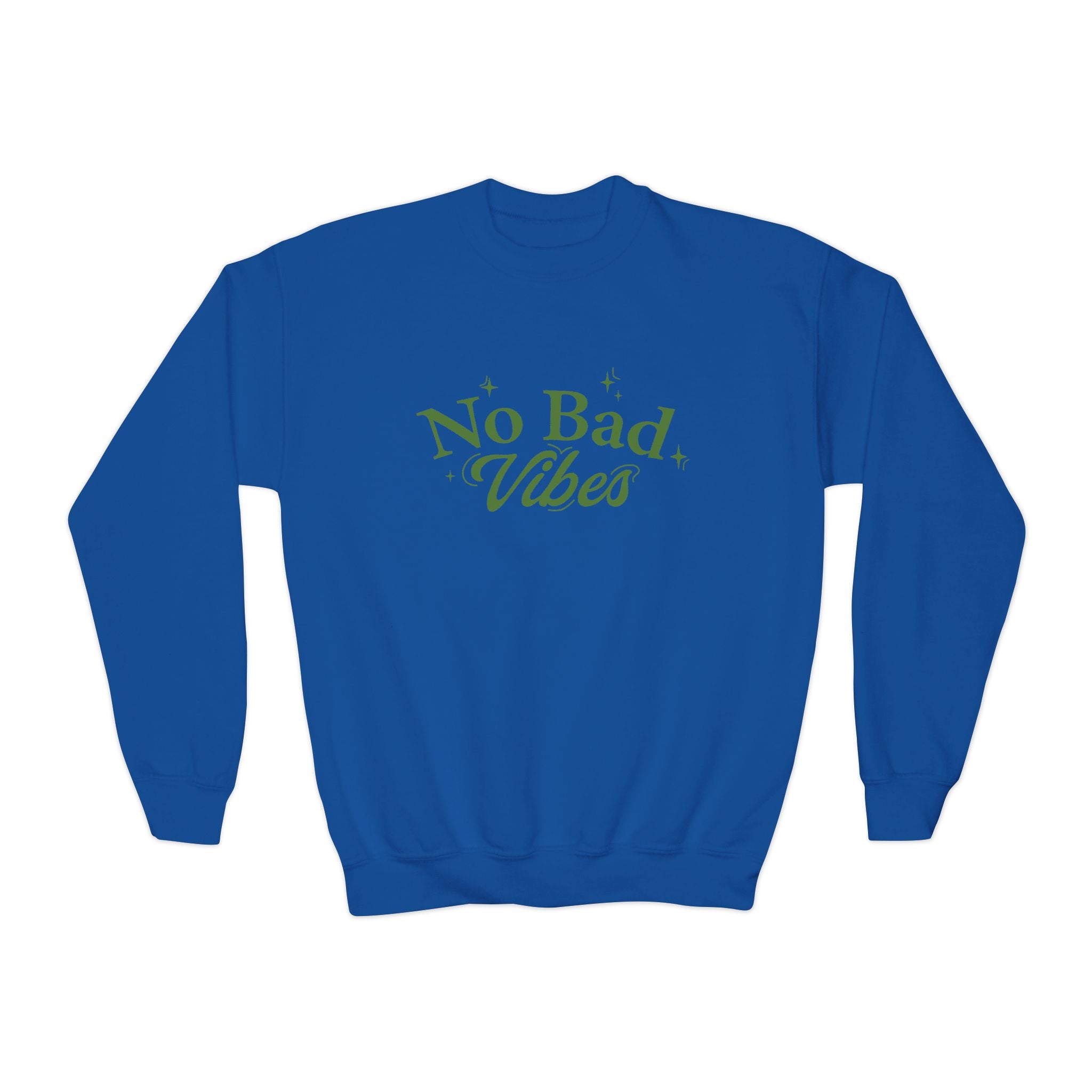 No Bad Vibes Youth Crewneck Sweatshirt - Chill Style, Trendy Gift, Perfect for Teens, Casual Wear, Birthday Present