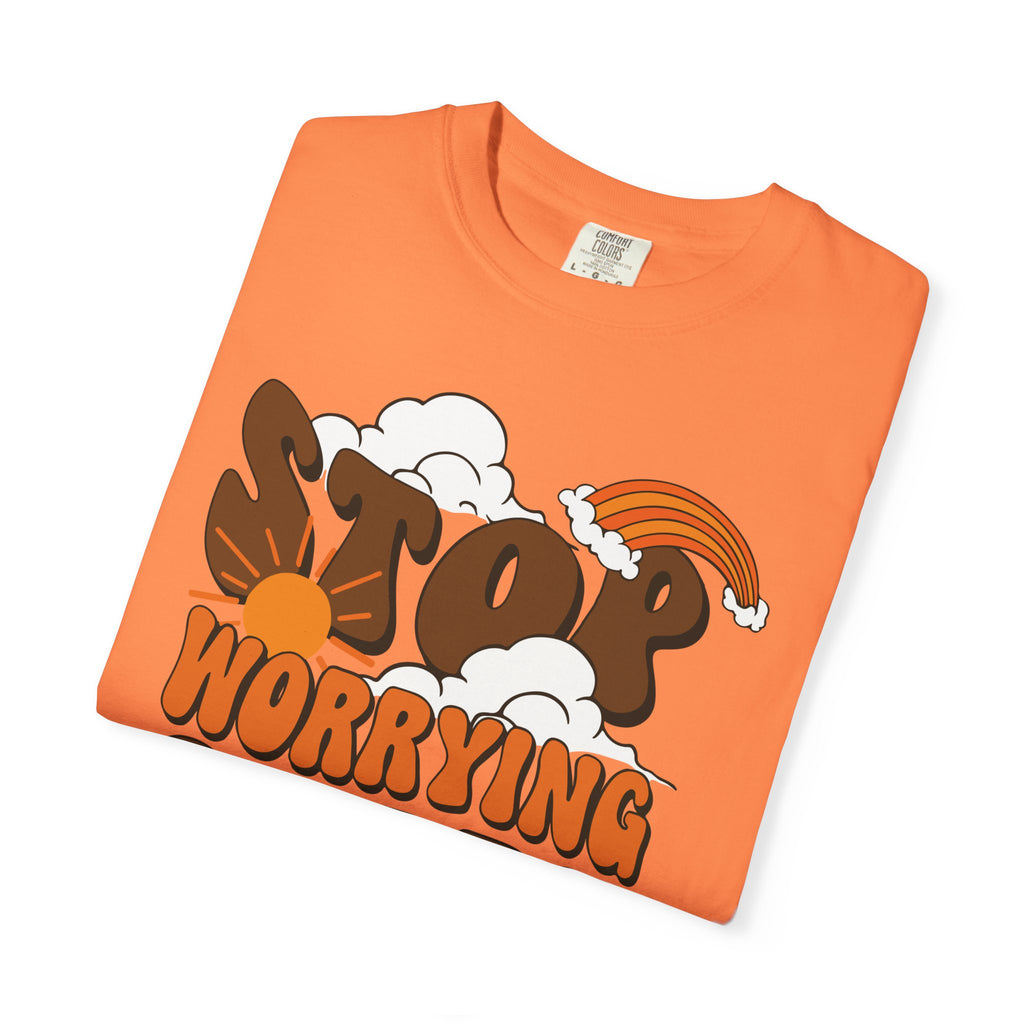 Cool Motivational Unisex T-Shirt, Stop Worrying Start Living Tee, Casual Wear, Gift for Friends, Positive Vibes Clothing