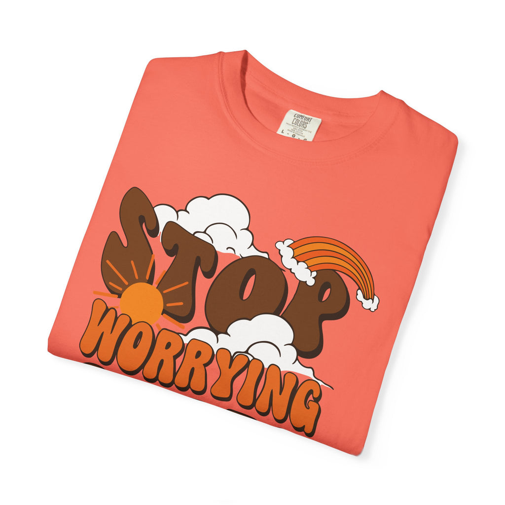 Cool Motivational Unisex T-Shirt, Stop Worrying Start Living Tee, Casual Wear, Gift for Friends, Positive Vibes Clothing