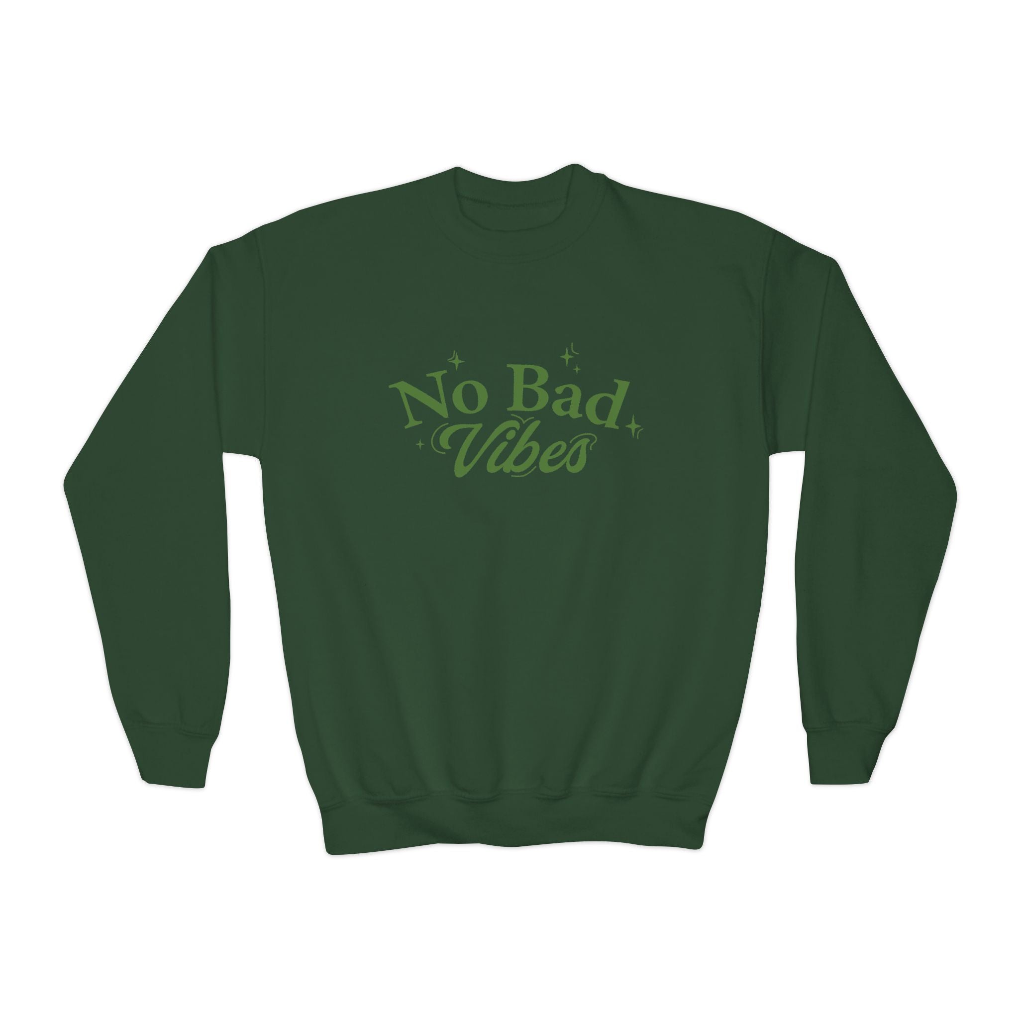 No Bad Vibes Youth Crewneck Sweatshirt - Chill Style, Trendy Gift, Perfect for Teens, Casual Wear, Birthday Present