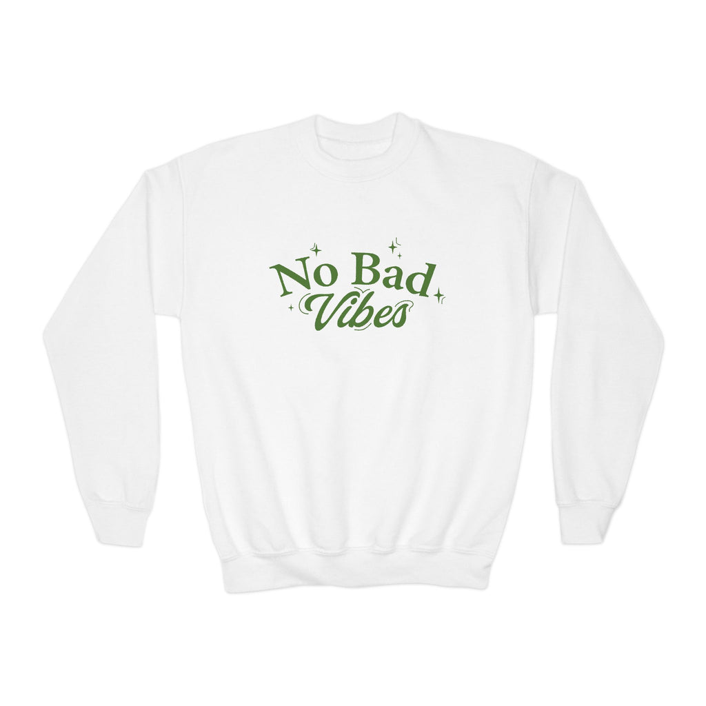 No Bad Vibes Youth Crewneck Sweatshirt - Chill Style, Trendy Gift, Perfect for Teens, Casual Wear, Birthday Present
