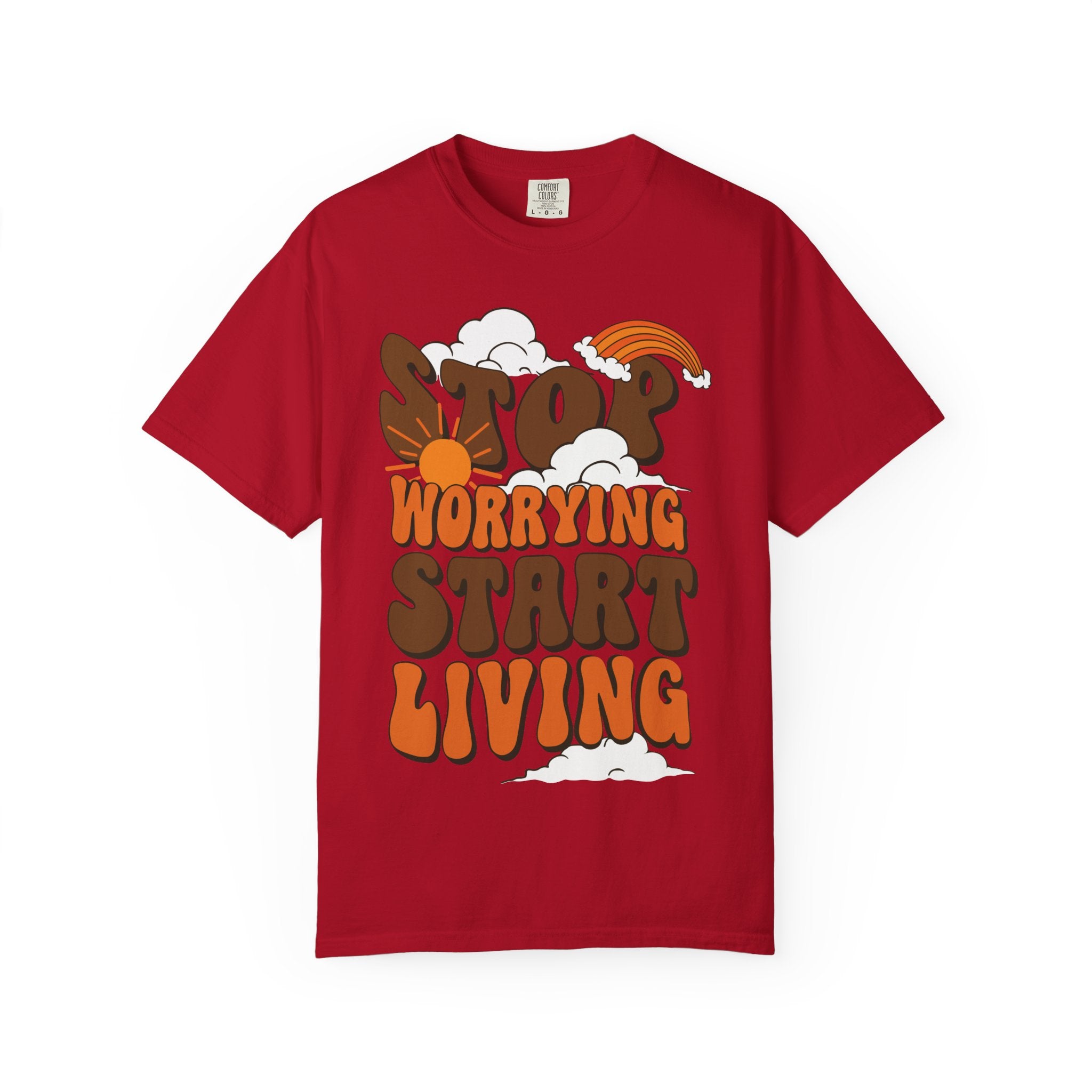Cool Motivational Unisex T-Shirt, Stop Worrying Start Living Tee, Casual Wear, Gift for Friends, Positive Vibes Clothing
