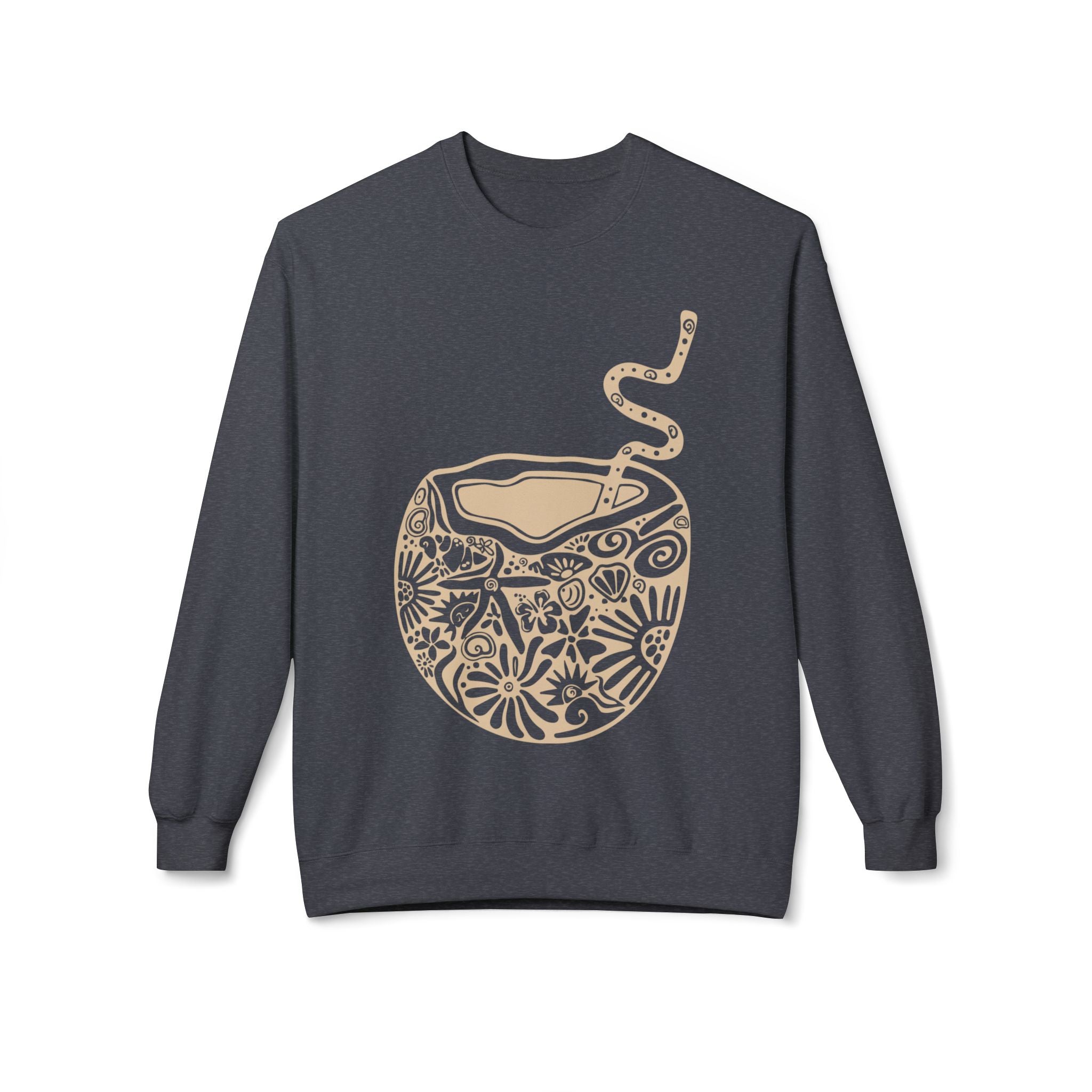 Cozy Coconut Fleece Sweatshirt - Perfect for Relaxation, Casual Wear, Beach Vibes, Gifts, Summer Days