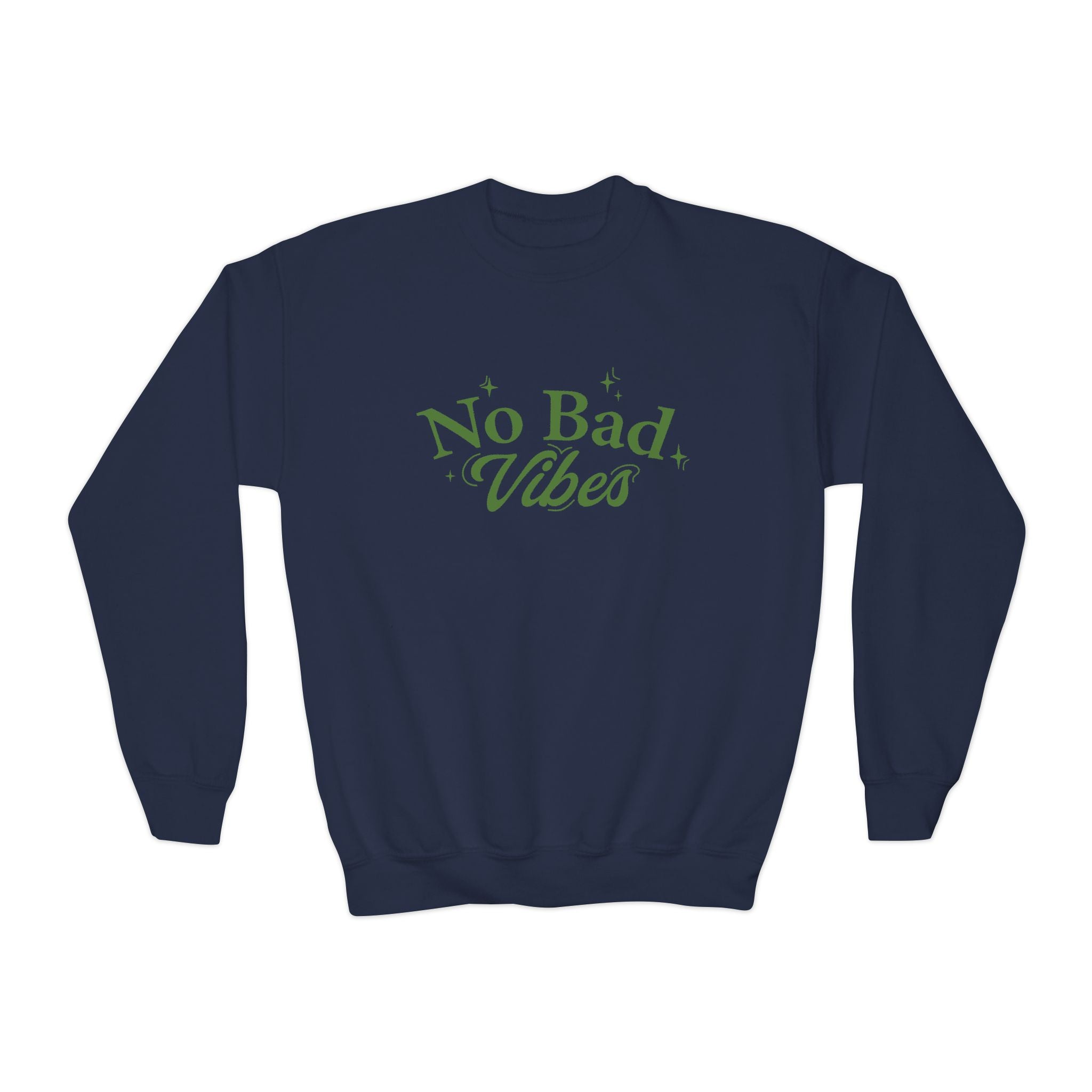 No Bad Vibes Youth Crewneck Sweatshirt - Chill Style, Trendy Gift, Perfect for Teens, Casual Wear, Birthday Present