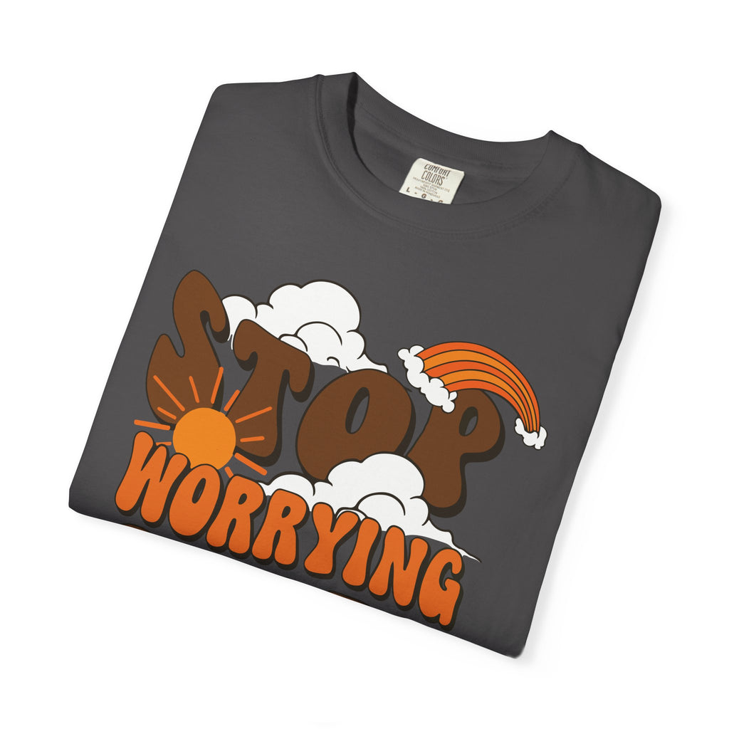 Cool Motivational Unisex T-Shirt, Stop Worrying Start Living Tee, Casual Wear, Gift for Friends, Positive Vibes Clothing