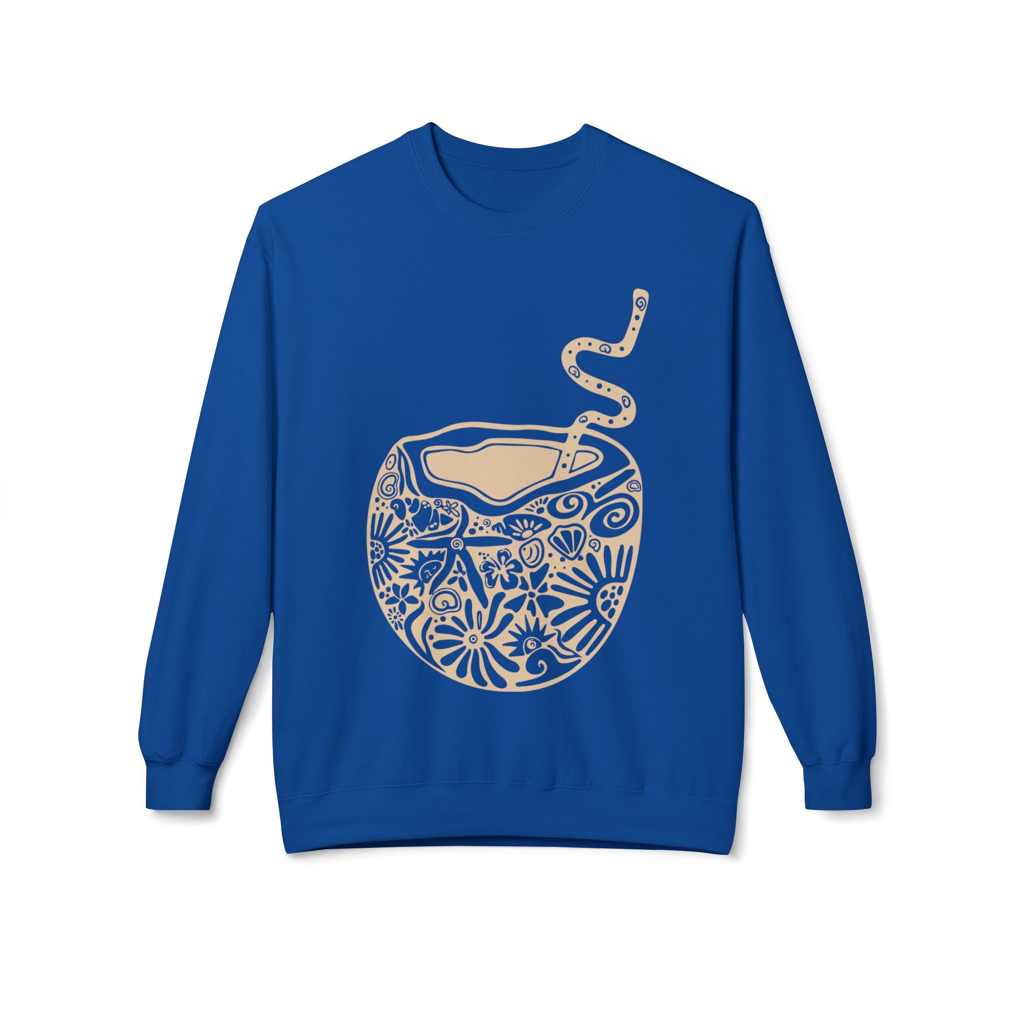 Cozy Coconut Fleece Sweatshirt - Perfect for Relaxation, Casual Wear, Beach Vibes, Gifts, Summer Days