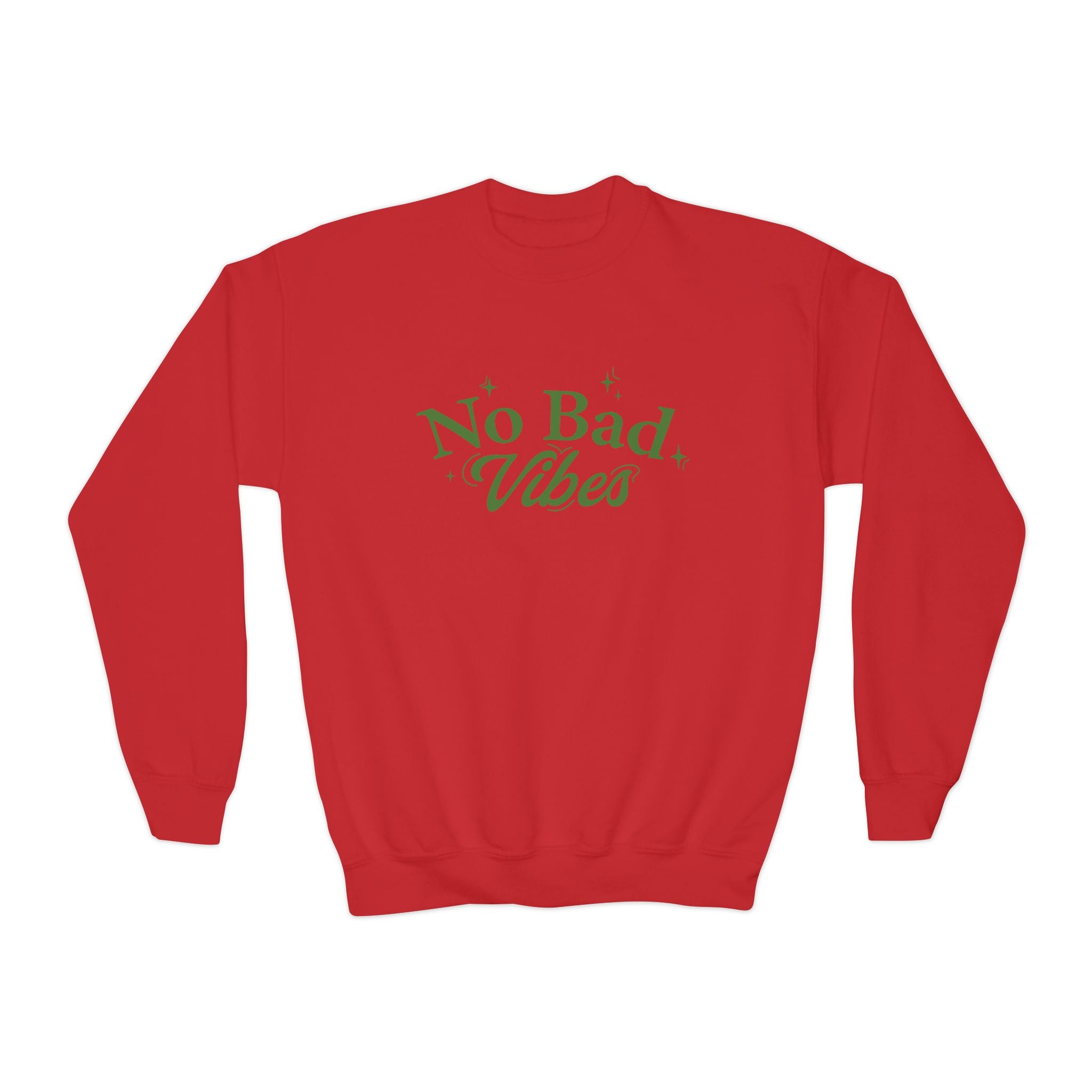 No Bad Vibes Youth Crewneck Sweatshirt - Chill Style, Trendy Gift, Perfect for Teens, Casual Wear, Birthday Present