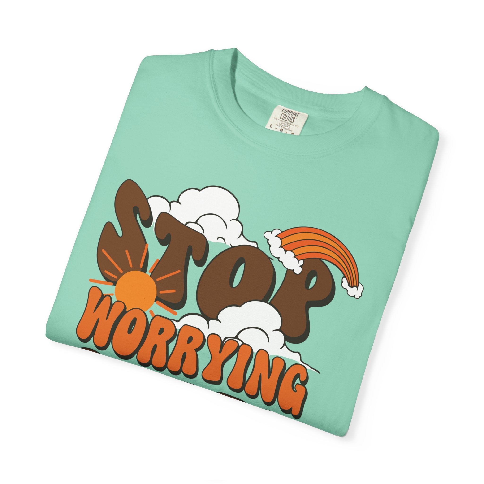 Cool Motivational Unisex T-Shirt, Stop Worrying Start Living Tee, Casual Wear, Gift for Friends, Positive Vibes Clothing